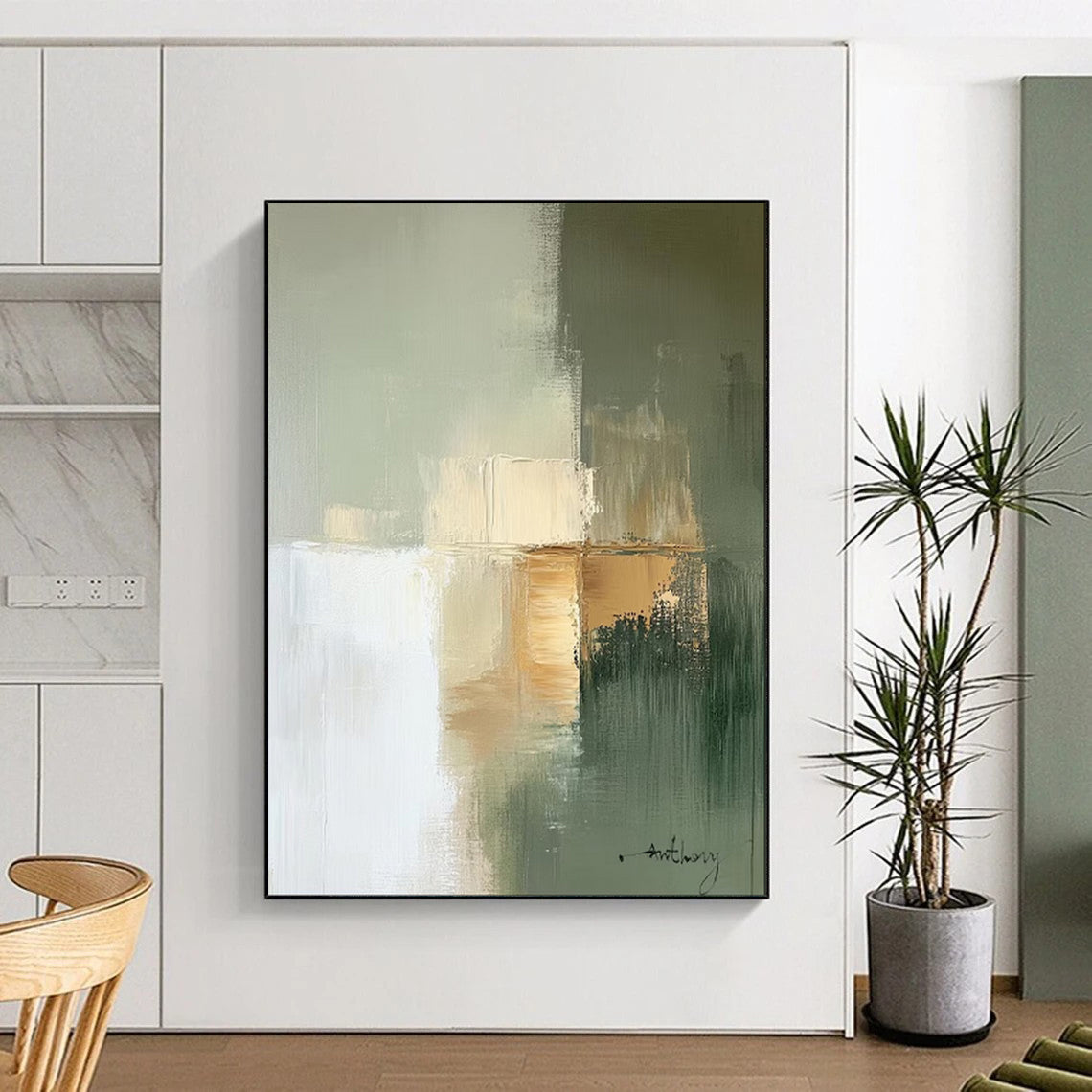 “Muted Tones Abstract Blocks” – Minimalist Acrylic Composition CT2081