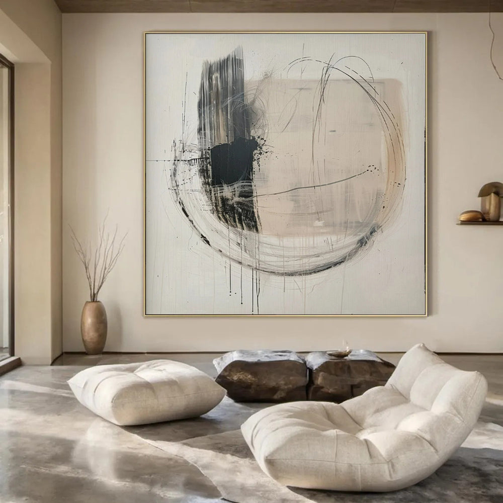 “Monochrome Abstract” ,Abstract Minimalist Ink Painting CT0932
