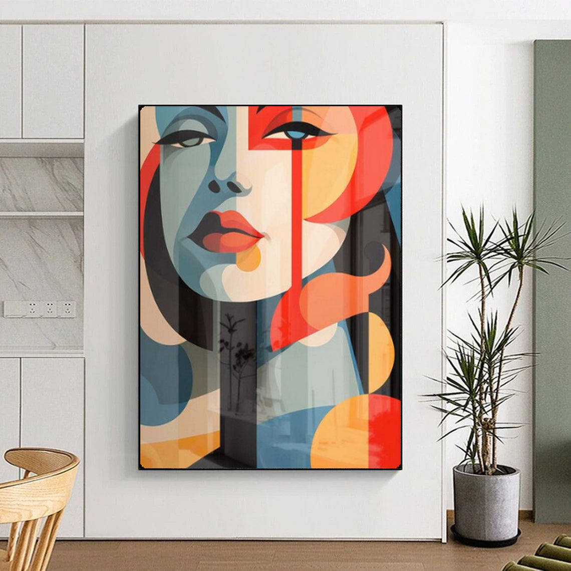 “Colorful Geometric Portrait” – Cubist - Inspired Digital Art On Canvas CT2172