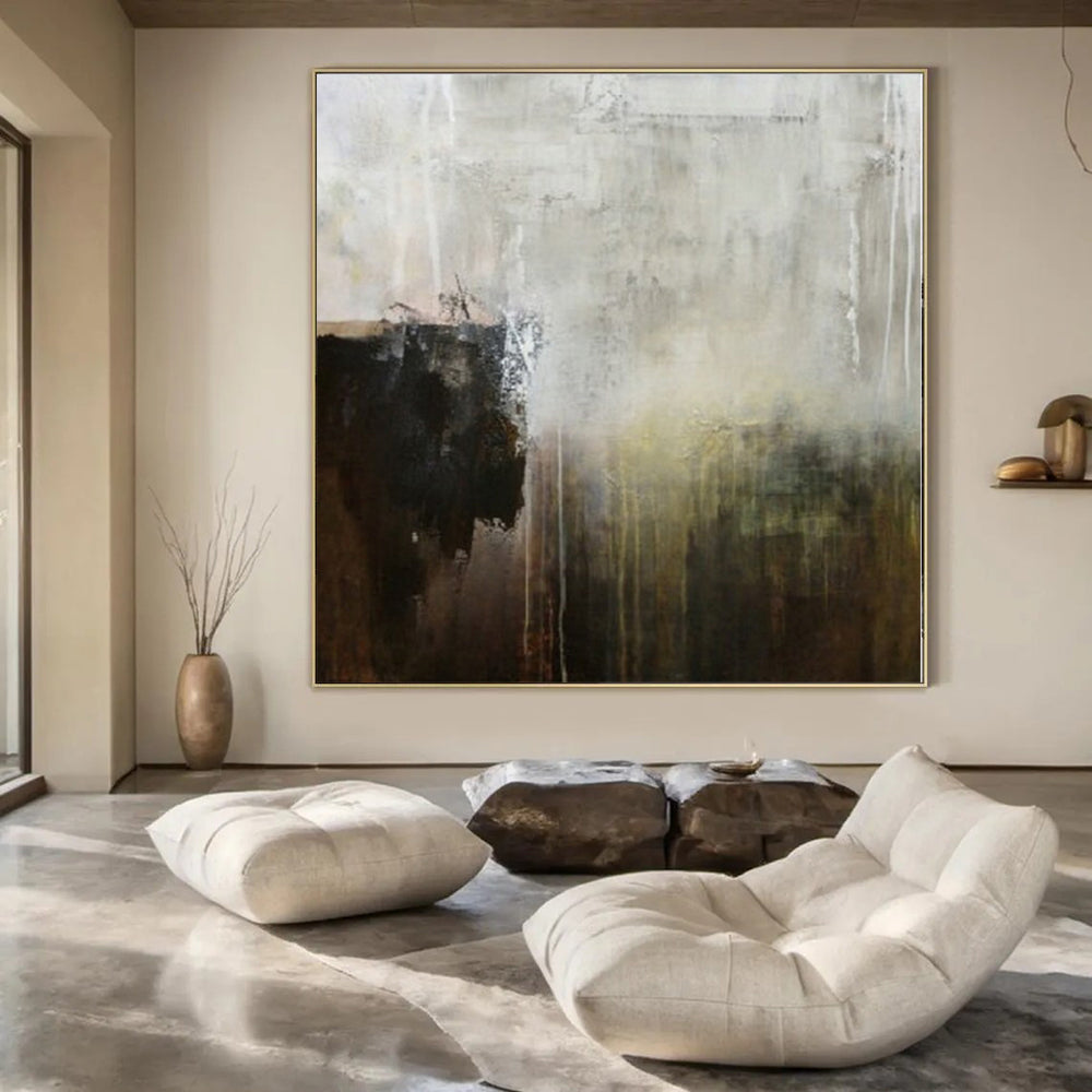 “Neutral Toned Abstract Drips” – Abstract Expressionist Painting CT1151