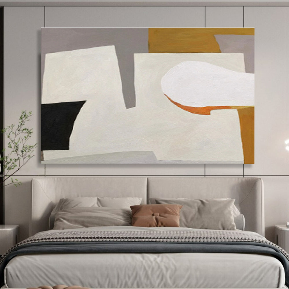 Cool Tones & Abstract Stairs in Blue, Gray, and White, Architectural Abstract Painting On Canvas DKH577
