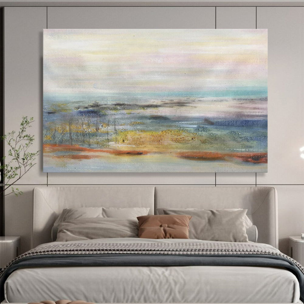 Pastel Toned Abstract Horizon Painting On Canvas DKH300