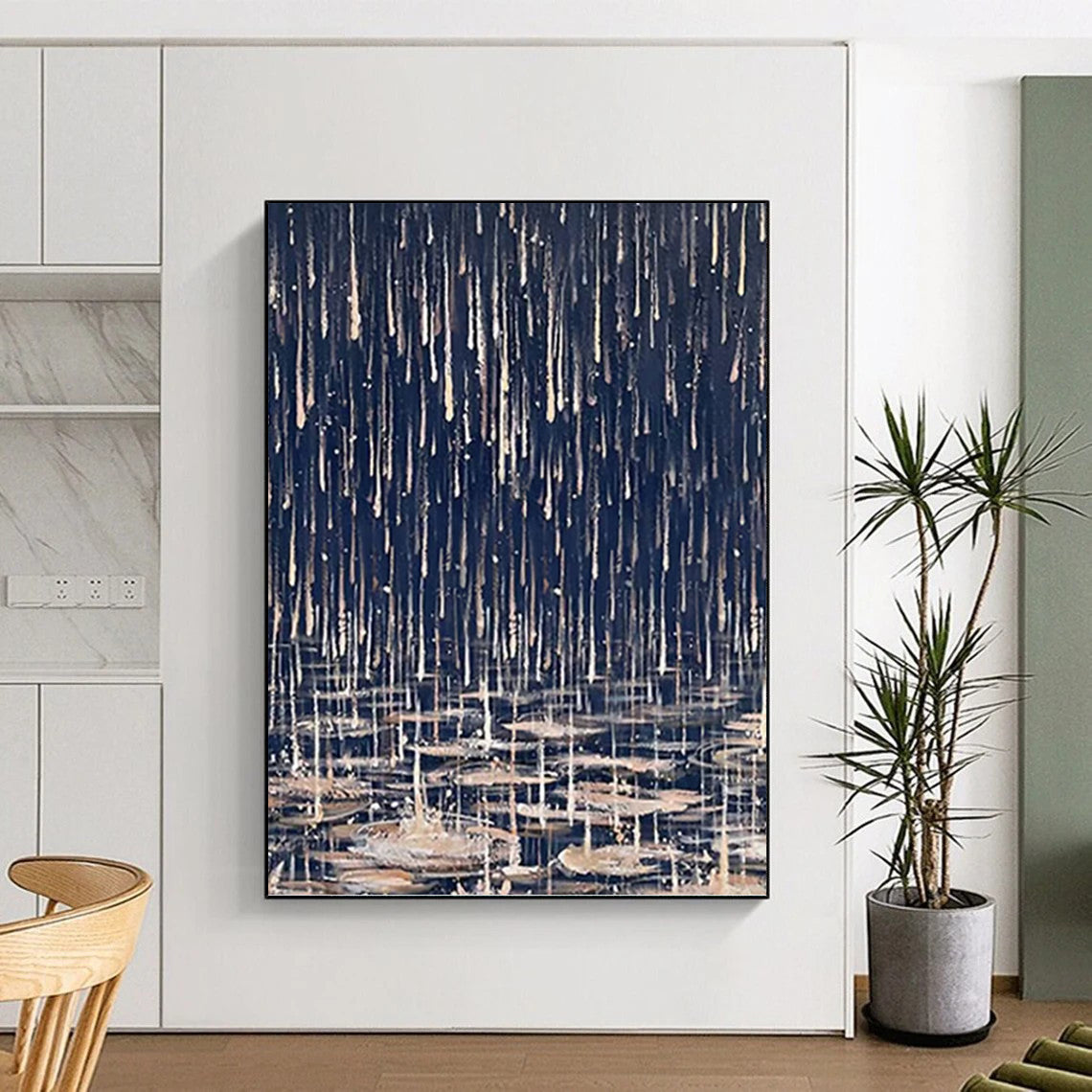 Rainy Night with Reflective Puddles Abstract - Abstract Painting On Canvas DKH1325