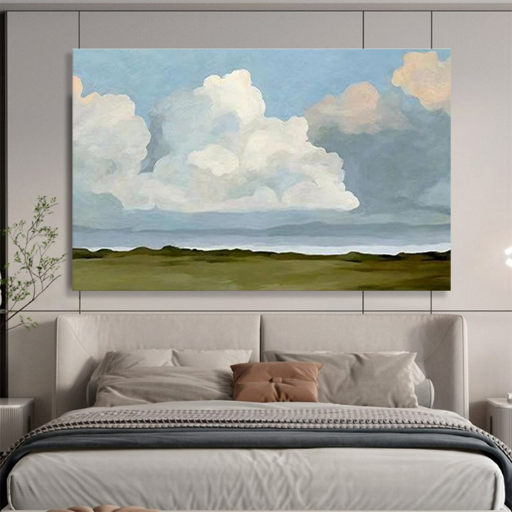 “Serene Cloudscape” Abstract Landscape Painting On Canvas DKH405