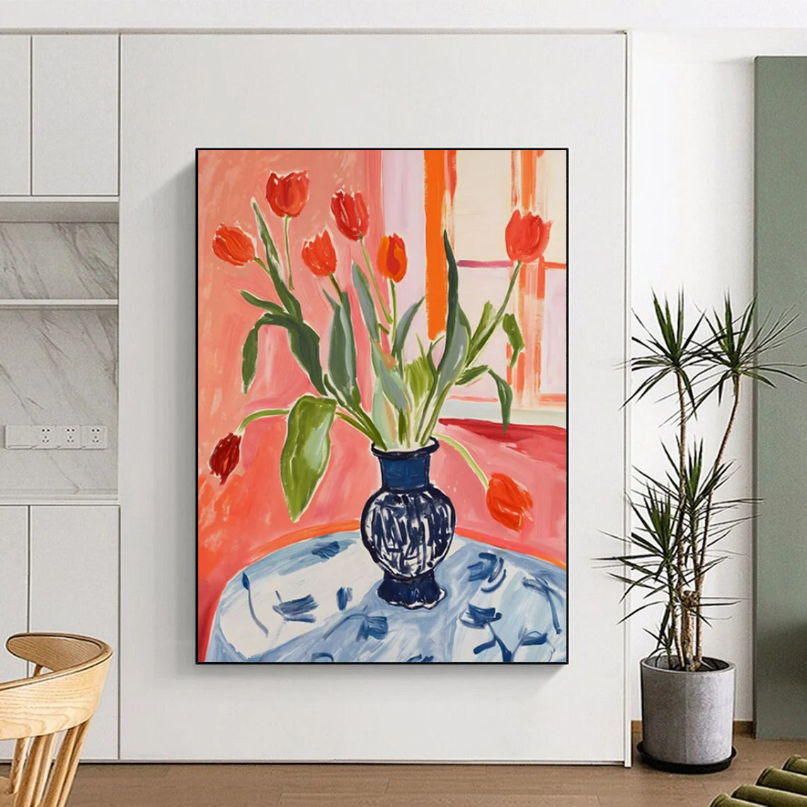 “Tulips in Vase” - Colorful Still - life Painting On Canvas CT2229