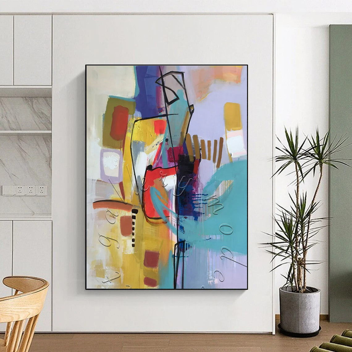 “Vibrant Abstract Shapes” ,Colorful Abstract Composition CT0889