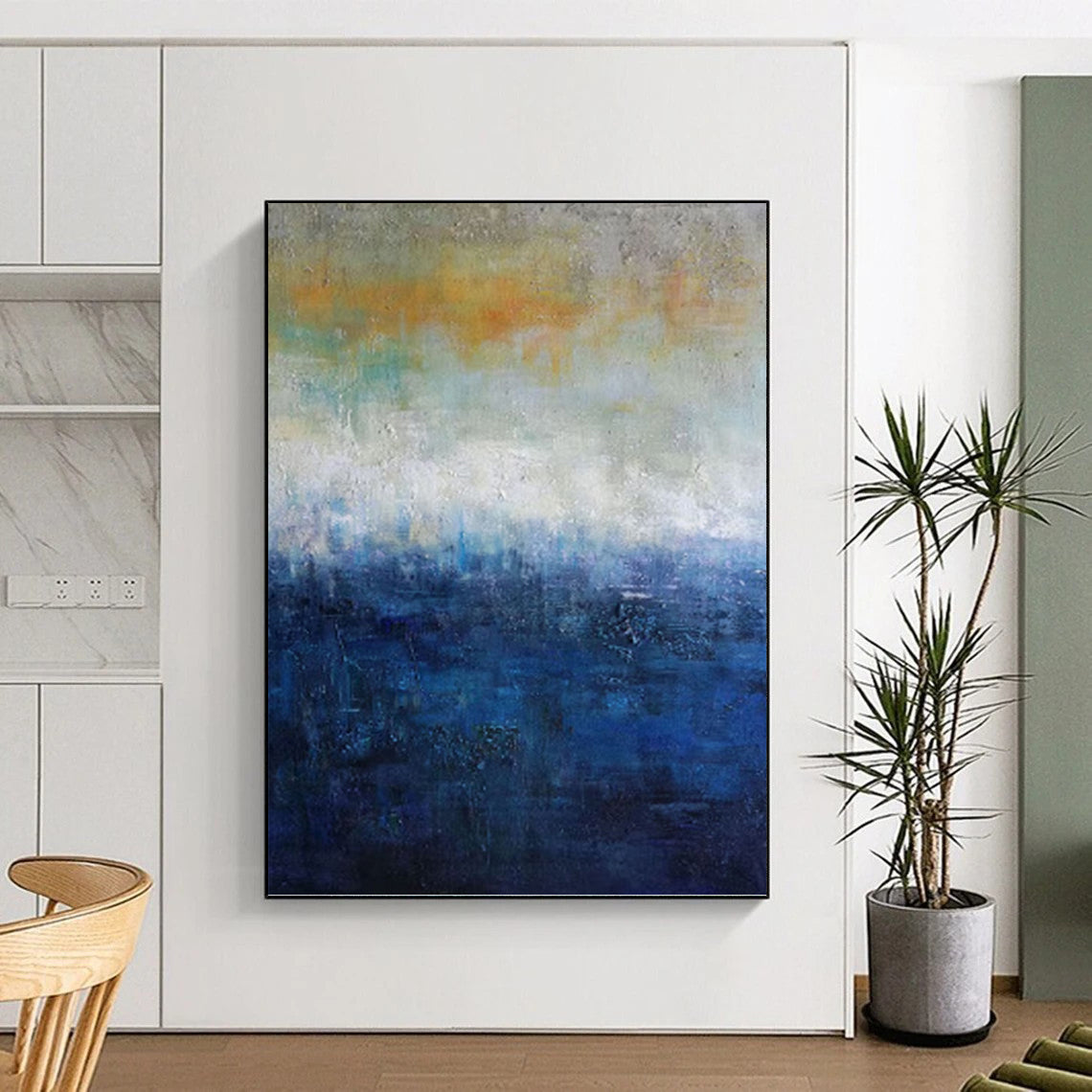 “Gradient Horizons” - Blue and Orange Gradient Abstract Painting On Canvas DKH1559