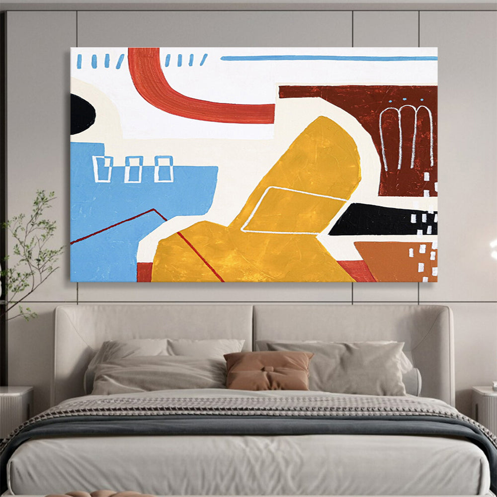 “Geometric Color Block Play” Abstract Acrylic Painting On Canvas DKH566
