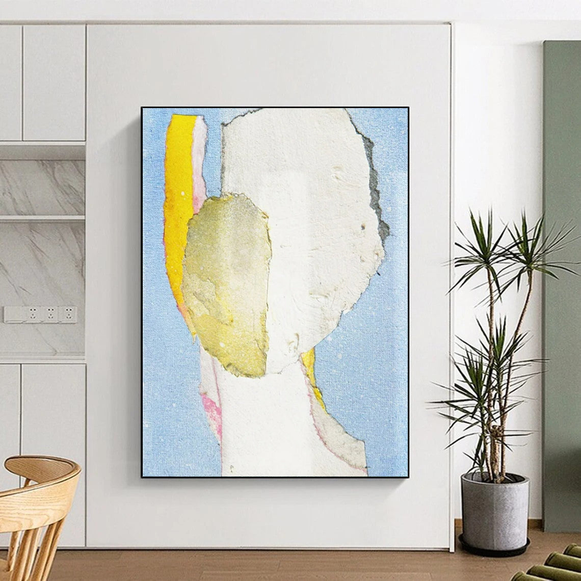 “Collage Portrait 3” - Mixed - media Abstract Portrait Painting On Canvas CT2225