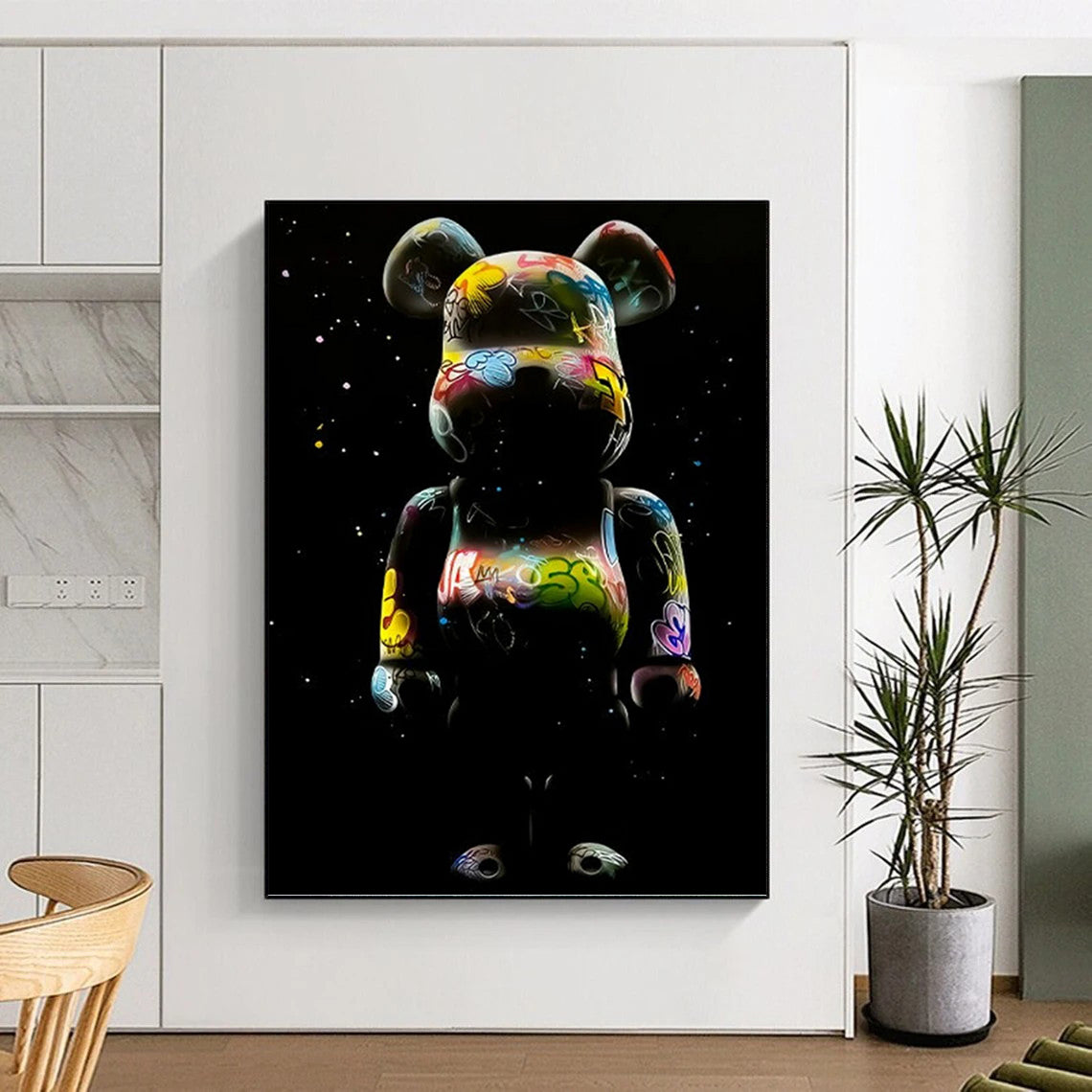 “Colorful Graffiti Bear” - Pop - Art Inspired Sculpture - Style Painting On Canvas DKH1619