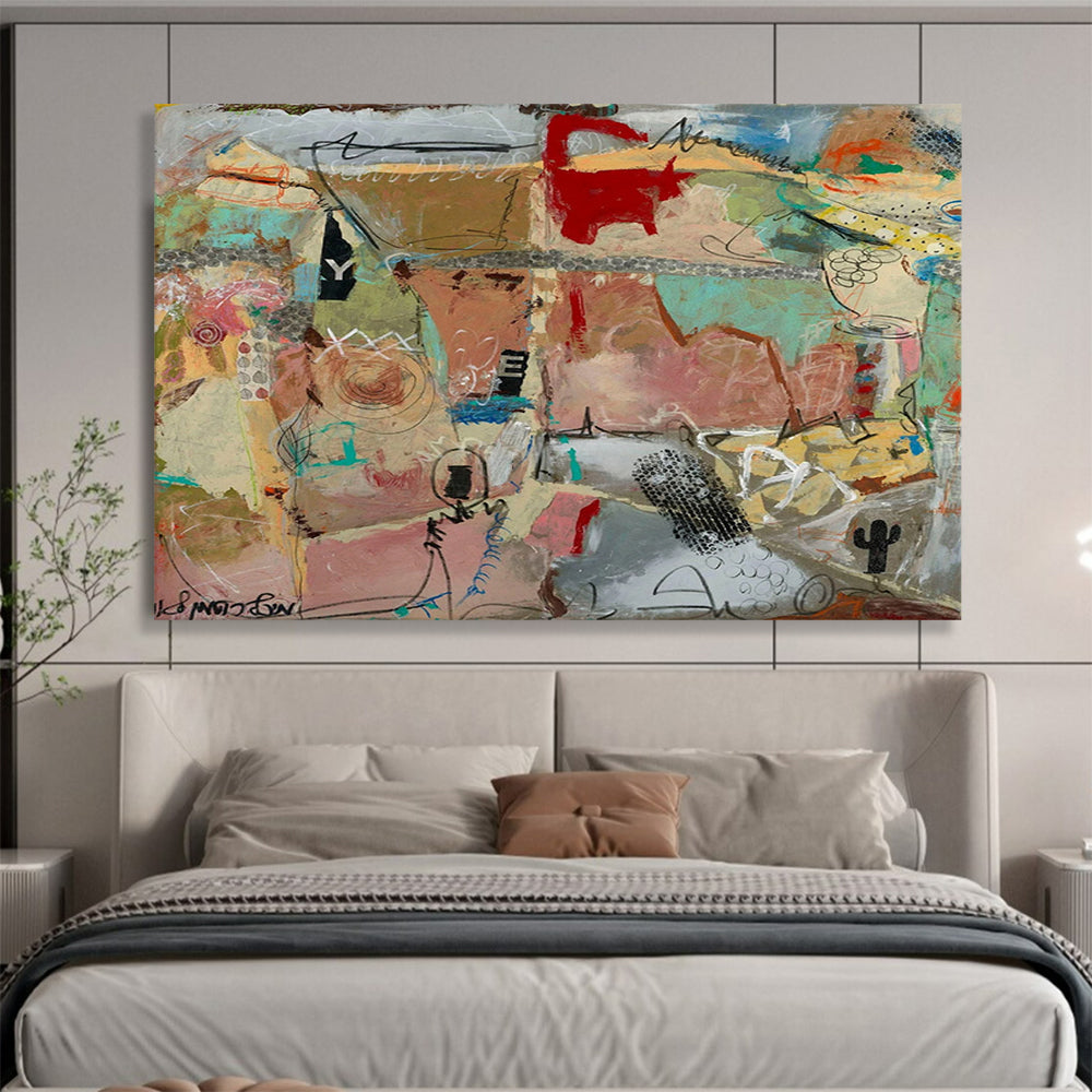 Mixed - Media Abstract Collage - Abstract Painting On Canvas DLZ243