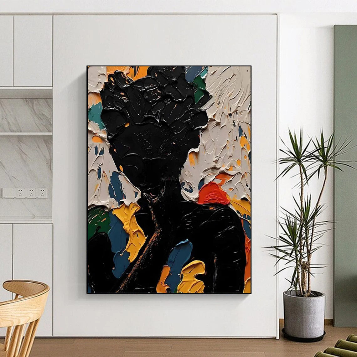 “Colorful Abstract Figure” - Multicolor, Textured Figurative Painting On Canvas DTP308