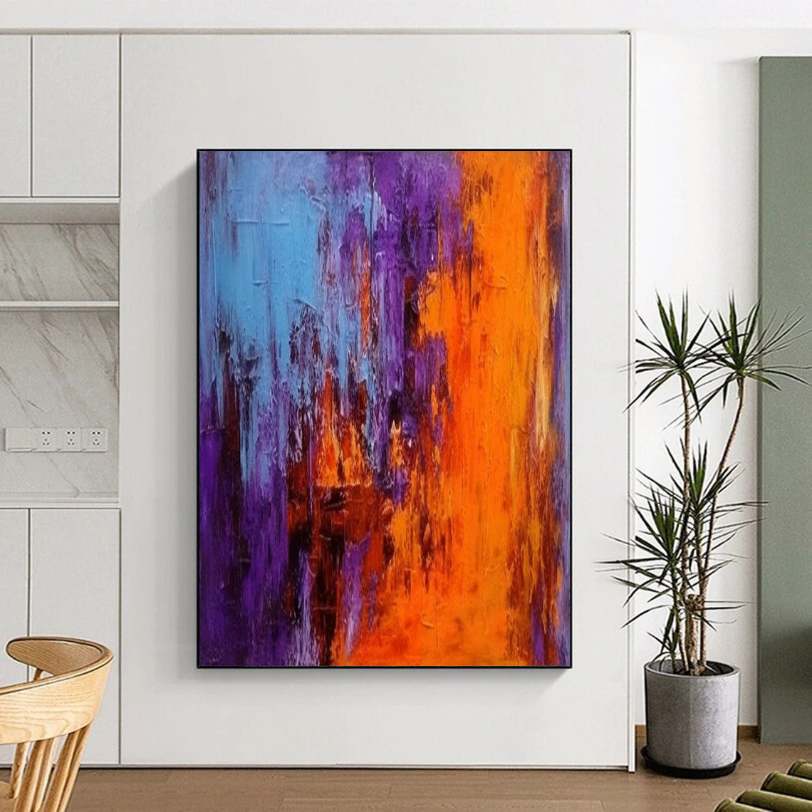 “Purple - Orange - Blue Abstract” - Abstract Expressionist Painting On Canvas DTP075