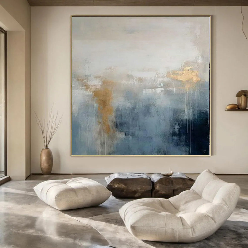 Blue - Gray Haze with Gold Flecks - Abstract Atmosphere Art CT1211