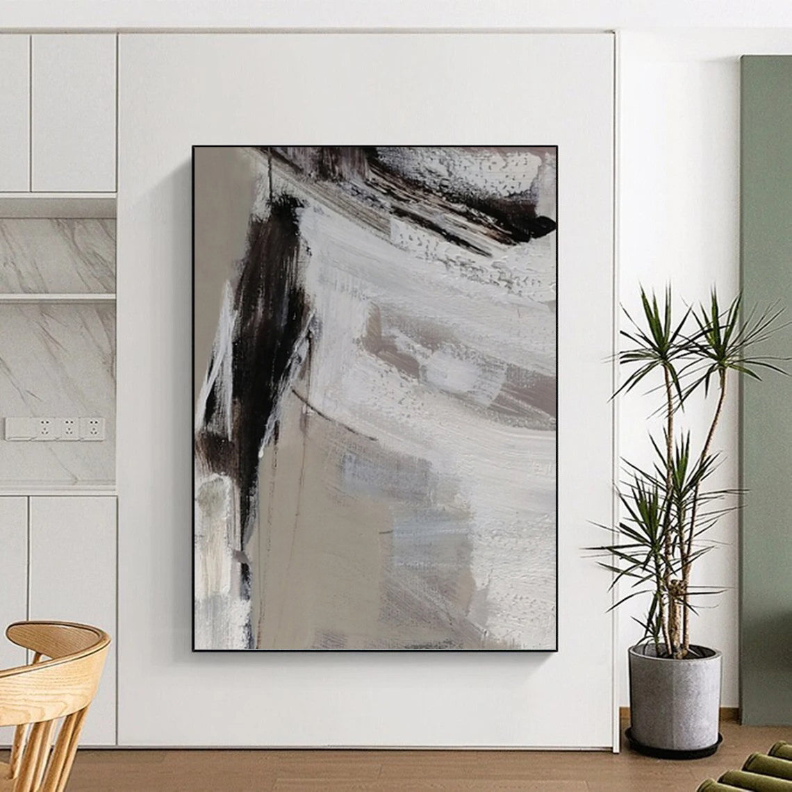 Gray - White Textured Abstraction - Abstract Impasto Painting On Canvas DKH1304