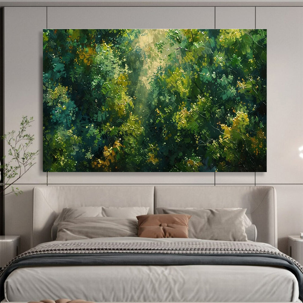 “Sunlit Forest Canopy” - Impressionistic Landscape Painting On Canvas DKH811