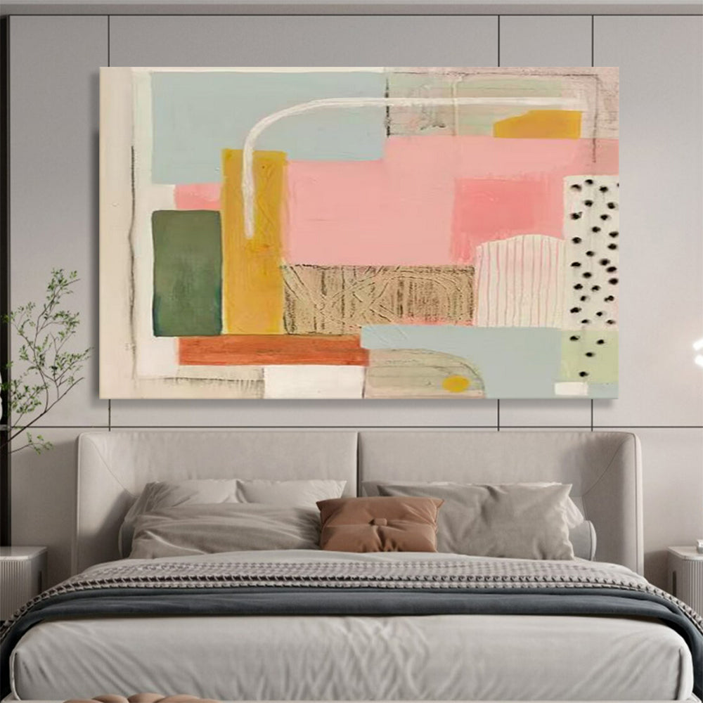 Pastel Geometric Shapes - Minimalist Abstract Painting On Canvas DLZ204