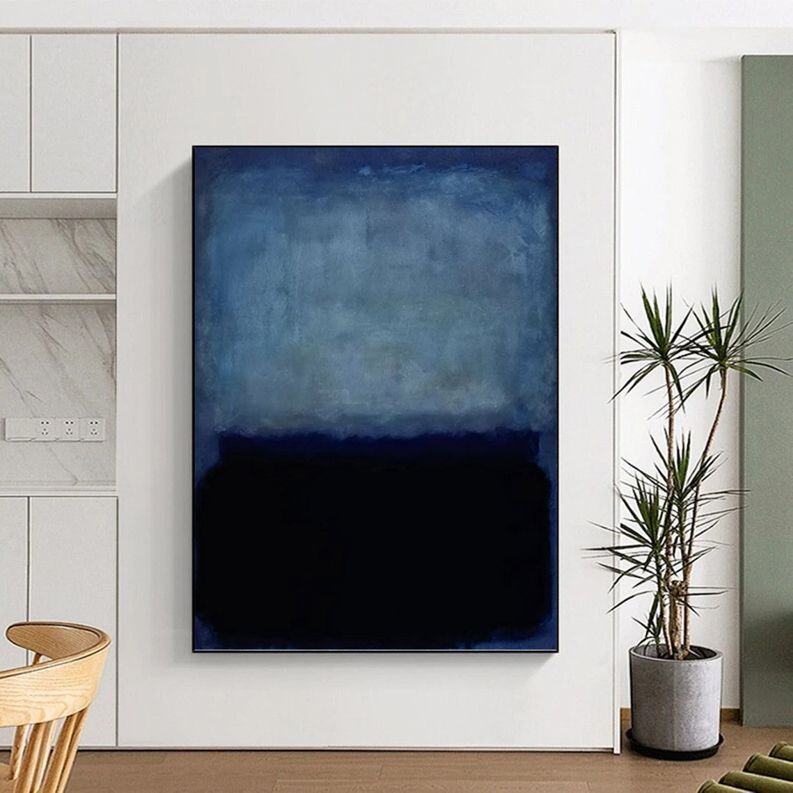 “Soft Blue & Deep Black Layers” - Rothko - Inspired Color - Field Painting On Canvas DKH1617