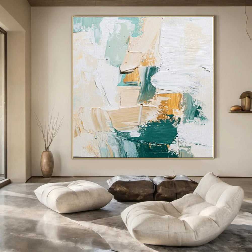 Pastel - Gold Textured Abstract - Abstract Impasto Acrylic CT1282