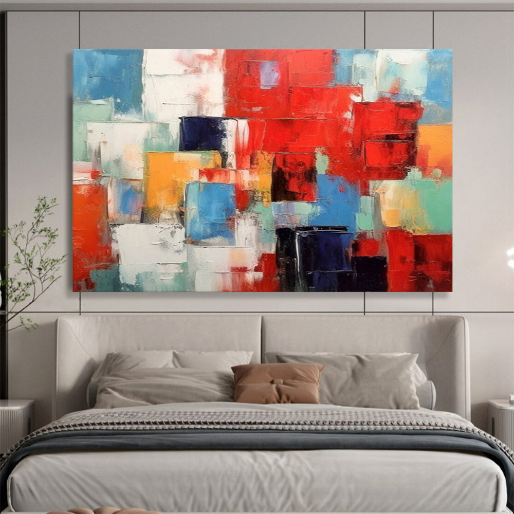 Colorful Cubist Abstract Painting On Canvas DKH277