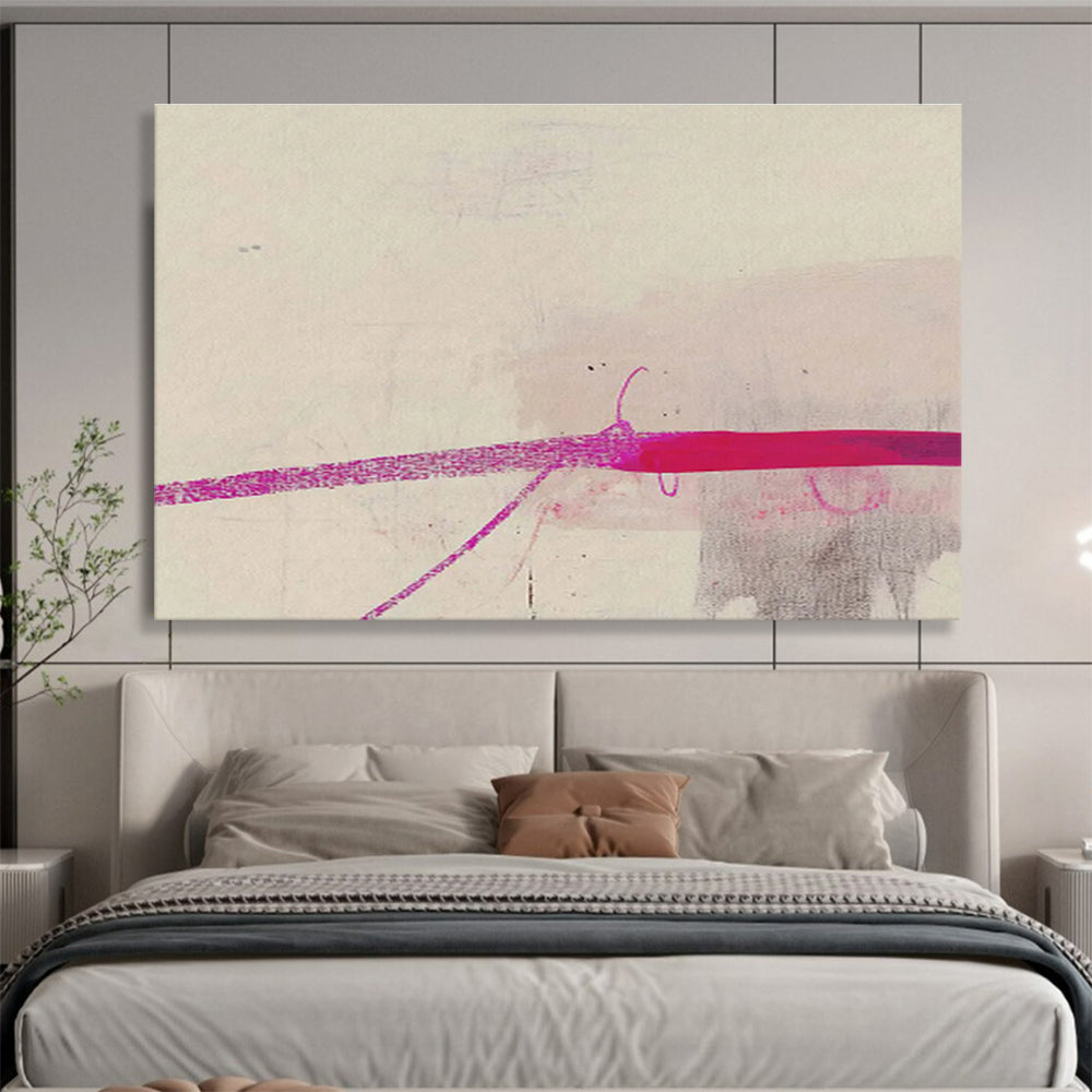 Minimalist Pink Line Abstract Painting On Canvas DKH279