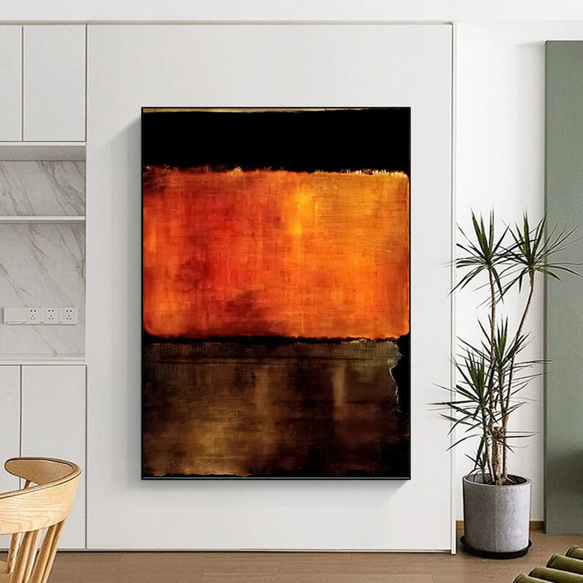 “Orange & Brown Textured Abstraction” - Textured Abstract Painting On Canvas DKH1612