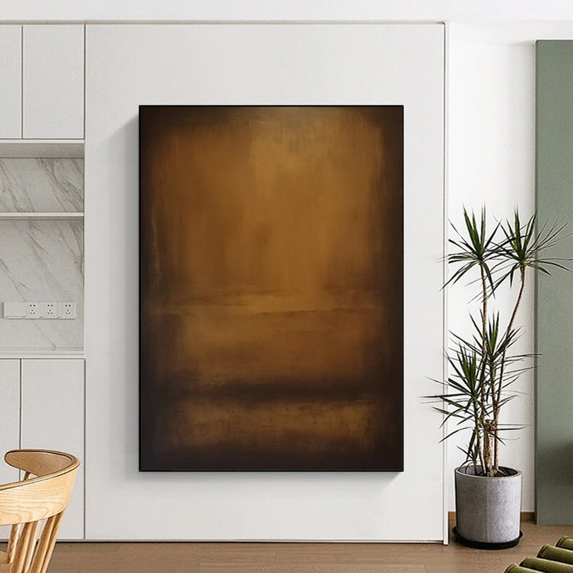 “Brown, Black Gradient ‘Warm Mystery’” - Impasto Abstract Painting On Canvas DTP372
