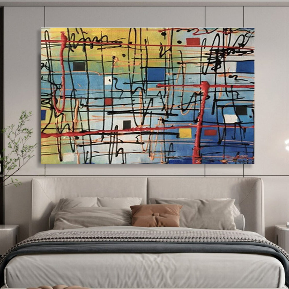 “Colorful Grid Abstract” - Dynamic Abstract Painting On Canvas DKH842
