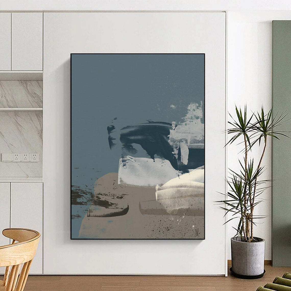 “Gray and Black Abstract Layers” - Gray, Black Abstract Painting On Canvas DTP242