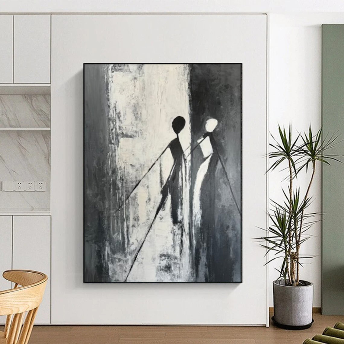 “Silhouettes in Black and White” - Minimalist Figurative Painting CT1996