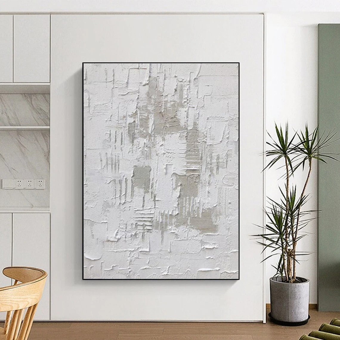 “Textured White Minimalism” - Subtle Abstract Painting On Canvas DKH1063