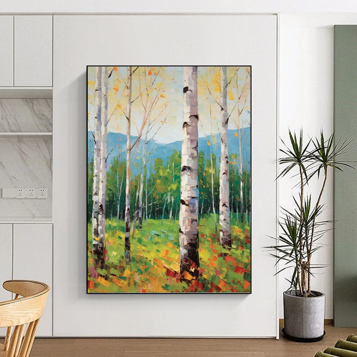 “Aspen Grove in Autumn” - Impressionistic Landscape Painting On Canvas DKH1059