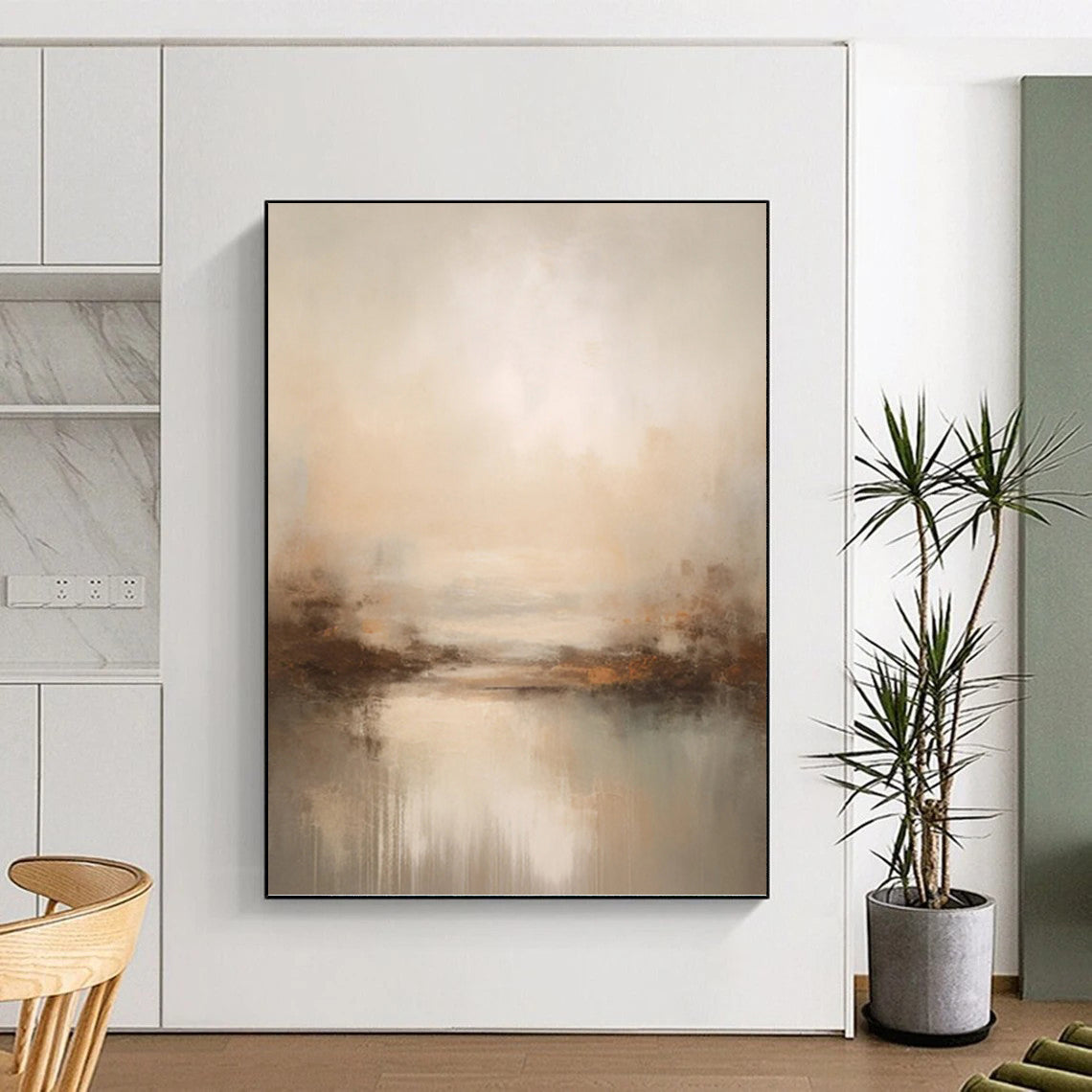 Misty River Landscape - Abstract Landscape Painting On Canvas DKH1252