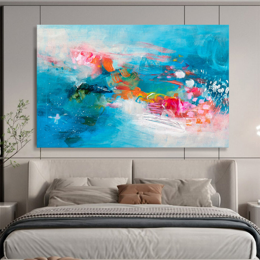 Vibrant Blue Abstract Wave - Dynamic Colors and Flowing Forms Painting On Canvas DKH032