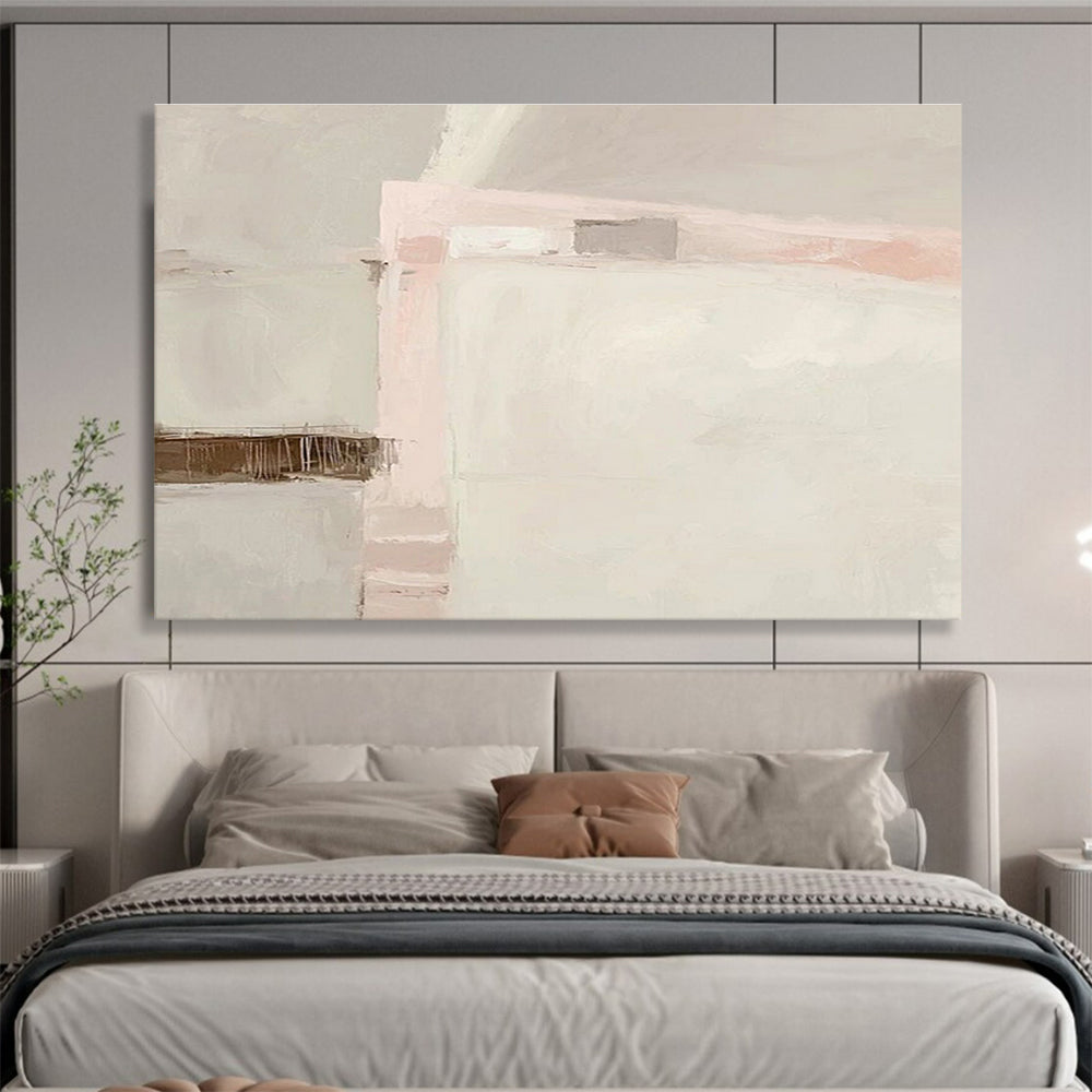 “Soft Pink - White Minimalist” Abstract Acrylic Painting On Canvas DKH432