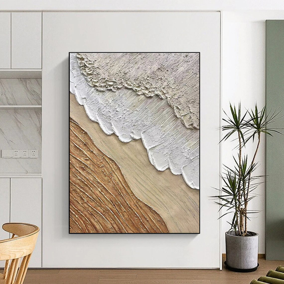 Beige - Brown Textured Layers, “Earthen Rhythms” - Textured Abstract Mixed - Media Painting CT0721