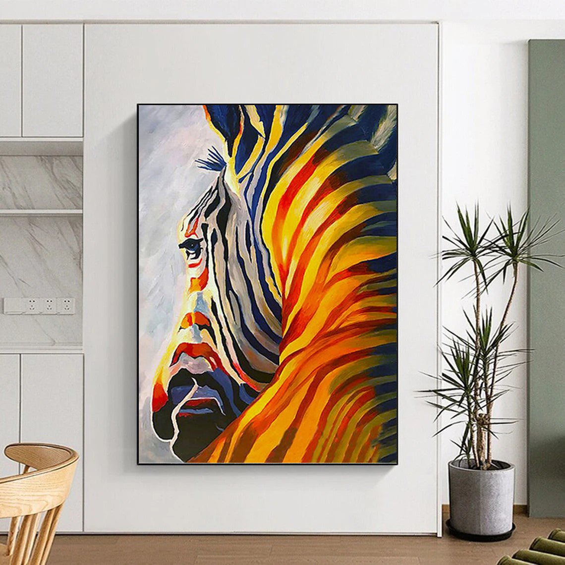 Vibrant Color - Blocked Zebra - Wildlife Painting On Canvas DKH1428