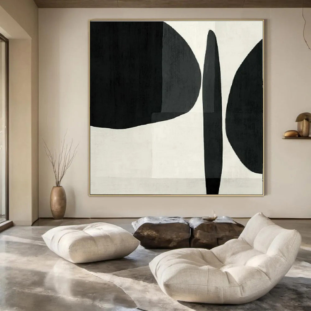 Black - White Abstract Forms I - Minimalist Abstract Ink Painting CT1426