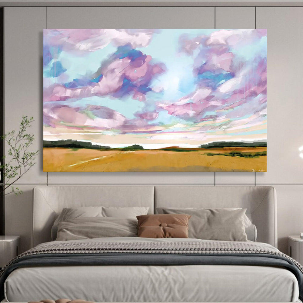 “Vibrant Sky and Field Abstract” Landscape - inspired Abstract Painting On Canvas DLZ149