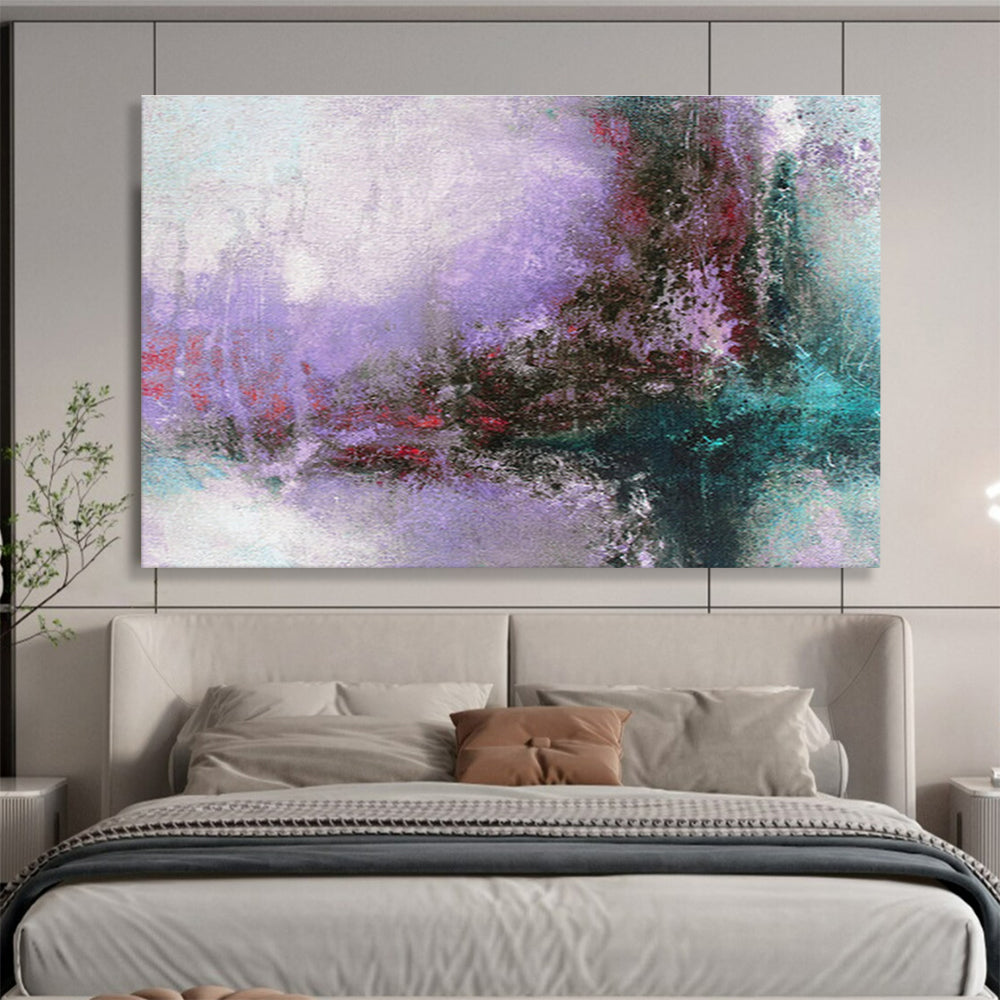 “Purple - Hued Abstract Fantasy” Abstract Symbolist Painting On Canvas DKH380
