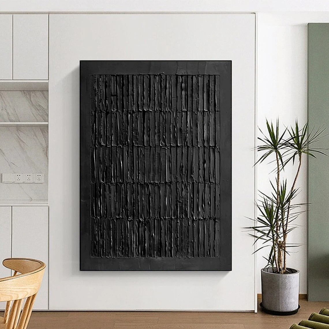 “Monochromatic Black Vertical Abstract” - Abstract Painting CT2364