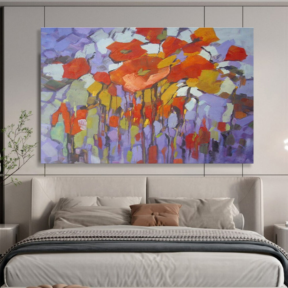 “Colorful Poppy Abstraction” - Vibrant Botanical Painting On Canvas DKH853