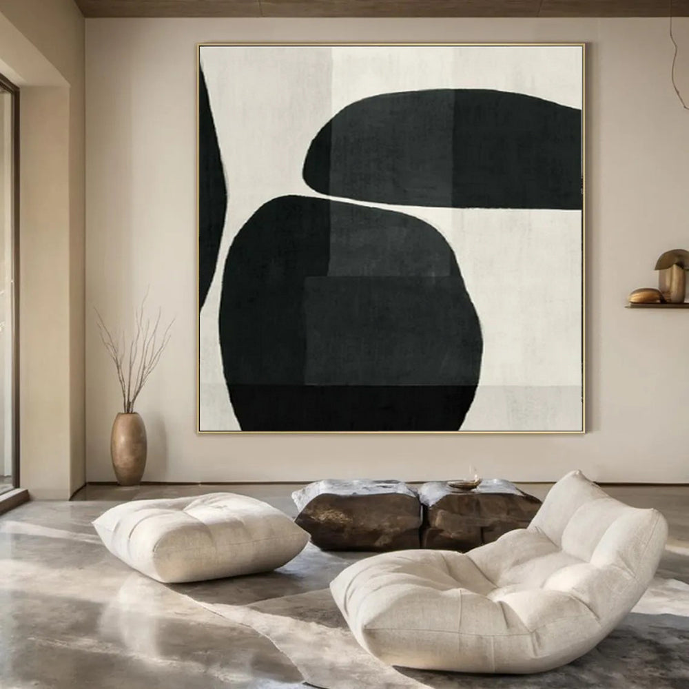 Black - White Abstract Forms II - Minimalist Abstract Ink Painting CT1427