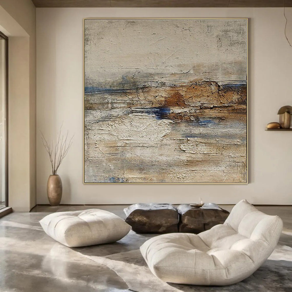 “Beige - Brown & Blue Textured Mix” – Abstract Mixed - Color Art CT0969