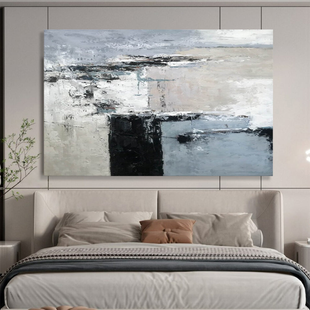 “Muted Gray - Blue Abstract” Minimalist Abstract Painting On Canvas DLZ152