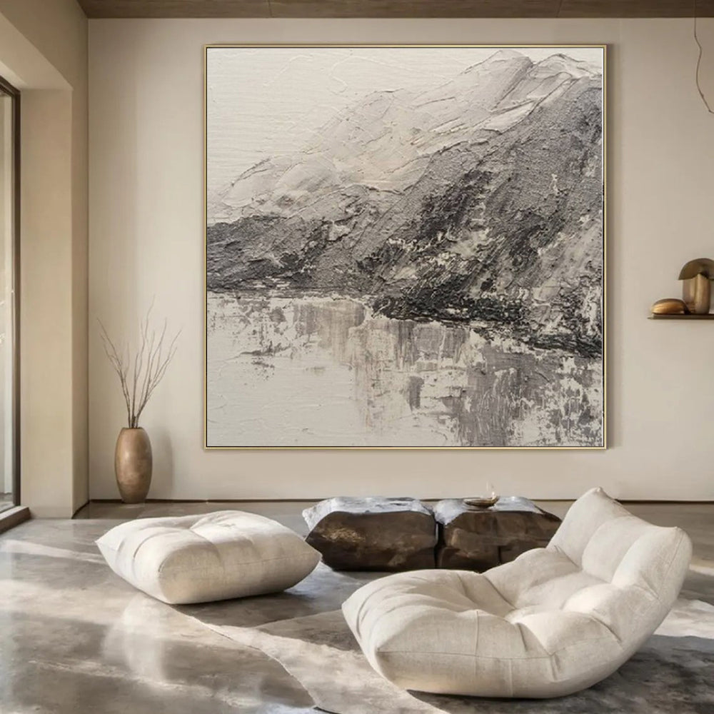 “Black - White Textured Landscape” – Impasto Landscape Painting CT1200