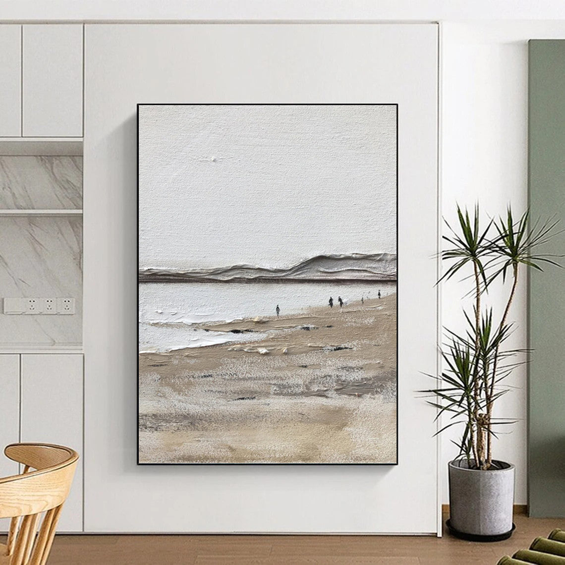 “Textured Beach Scene” - Impressionist - Style Landscape Painting On Canvas DKH1674