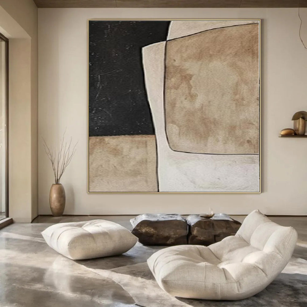 “Neutral Toned Geometric Collage” – Abstract Collage - Style Painting CT1109