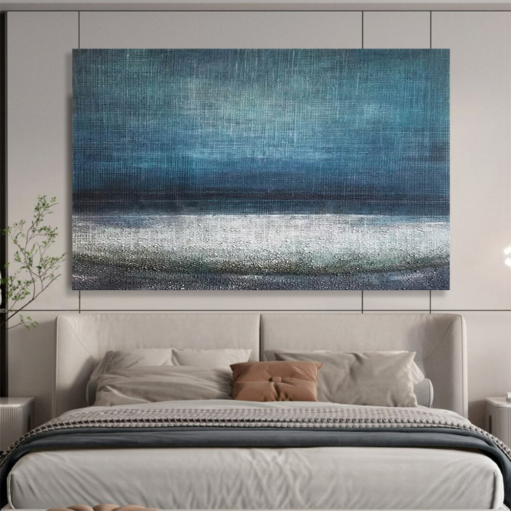“Deep Blue Textured Seascape” Minimalist Seascape Painting On Canvas DLZ154