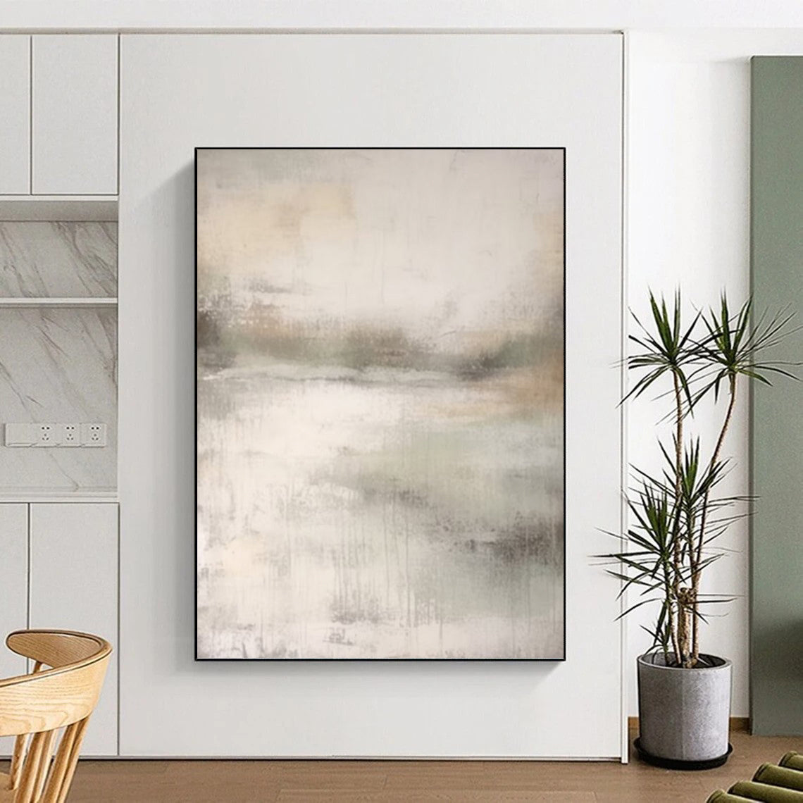 “Soft Gray Abstract Vista” - Subtle Landscape - Inspired Painting On Canvas DKH1668